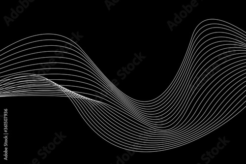 Fototapeta Naklejka Na Ścianę i Meble -  Abstract cover design. Writhing white lines on a black background. EPS 10.