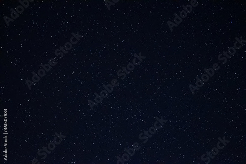 Long exposure night photo of a bright stars. A lot of stars with constellations. Far from the city. Night landscape. © Alexs