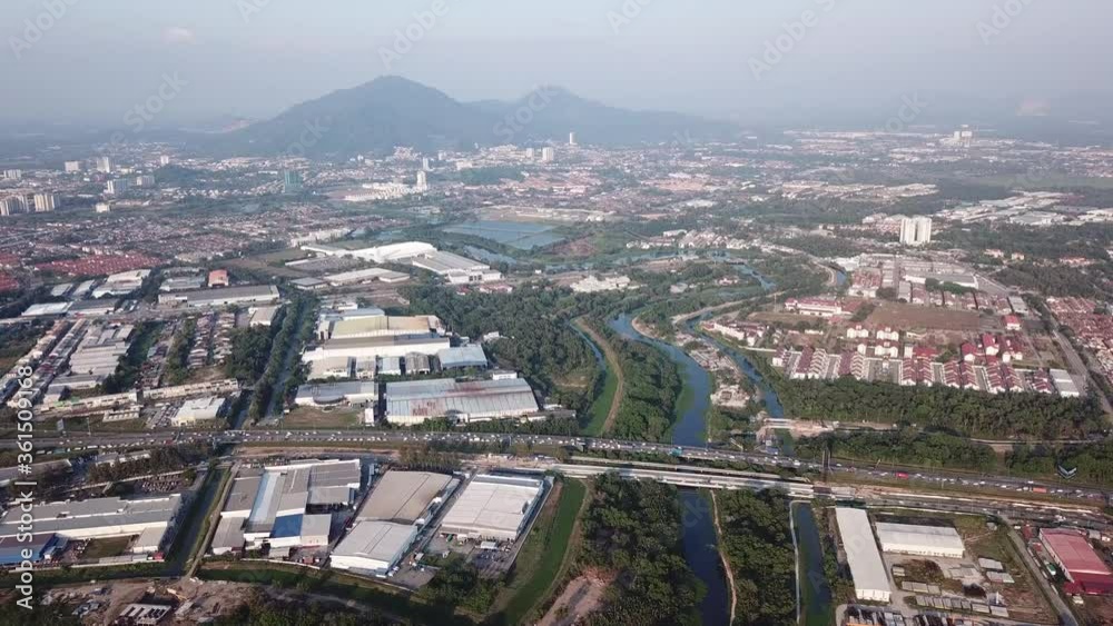 Aerial view car moving from Juru towards Prai Industrial area. Aerial view car moving from Juru towards Prai Industrial area.