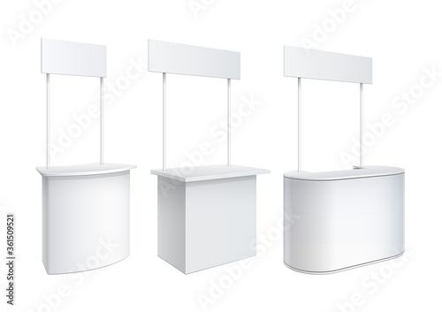 Promotion counter, Retail Trade Stand Isolated on the white background. MockUp Template For Your Design. Vector illustration.