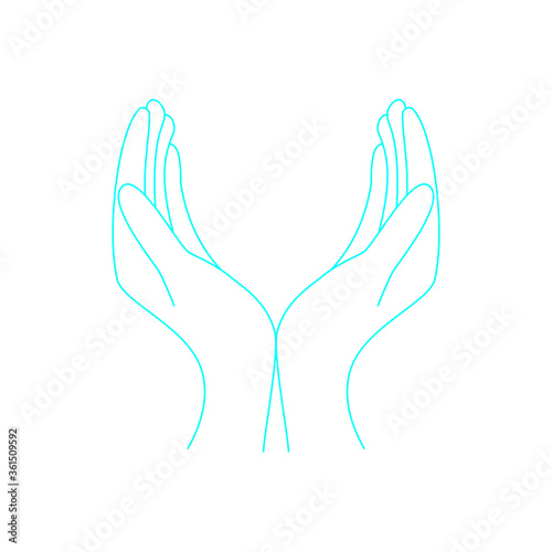Protection icon. Simple vector illustration. open hands sign