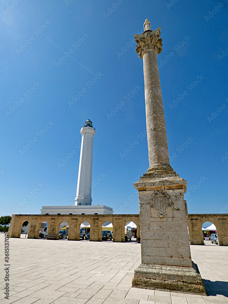 Italy, Apulia, Santa Maria di Leuca, The lighthouse of Santa Maria di Leuca and the Corinthian column