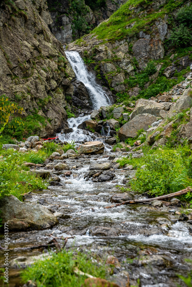 Lago della Rovina Waterfall - Lake in the Italian Alps Entracque Lago della Rovina Waterfall - Lake in the Italian Alps Entracque