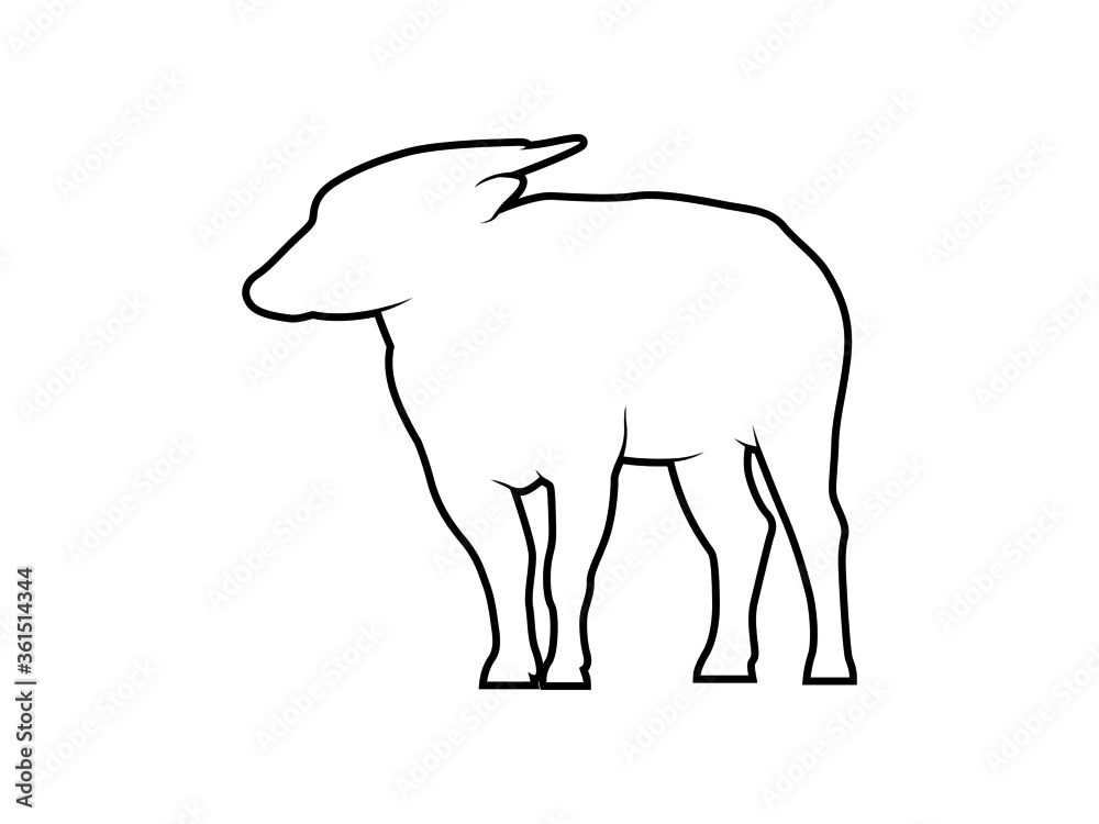Isolated Vector Endemic Animal of Sulawesi. Anoa Silhouette on White Background Isolated Vector Endemic Animal of Sulawesi. Anoa Silhouette on White Background