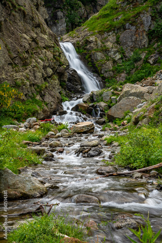 Lago della Rovina Waterfall - Lake in the Italian Alps Entracque