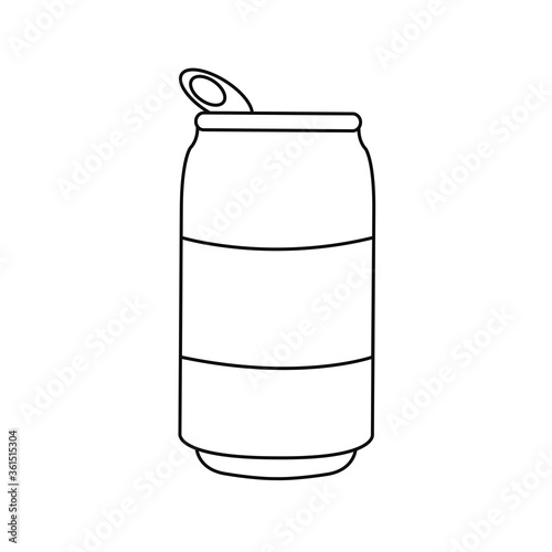 blank simple clean black outline opened cola. drink can icon & symbol cartoon flat design. soft drinks line sign or carbonated beverage vector isolated contour for menu in restaurant white background
