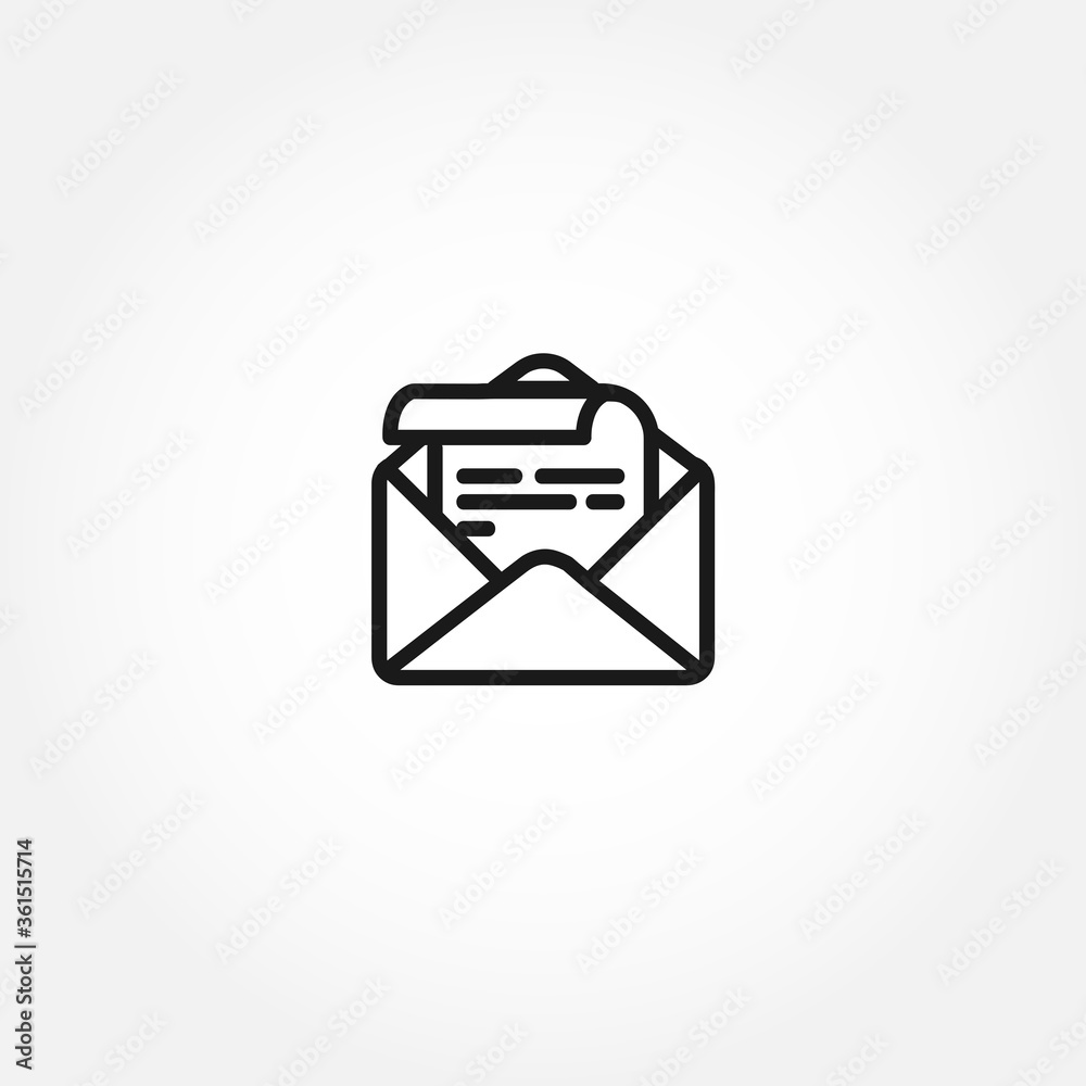 letter envelope line icon. mail icon on white background letter envelope line icon. mail icon on white background