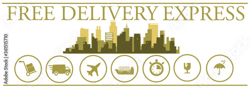 Shipping fast delivery truck symbol Free shipping symbol. Vector illustration.free delivery  sticker.Free shipping symbol. Vector illustration.free delivery, icon logistic car airplane boat map world