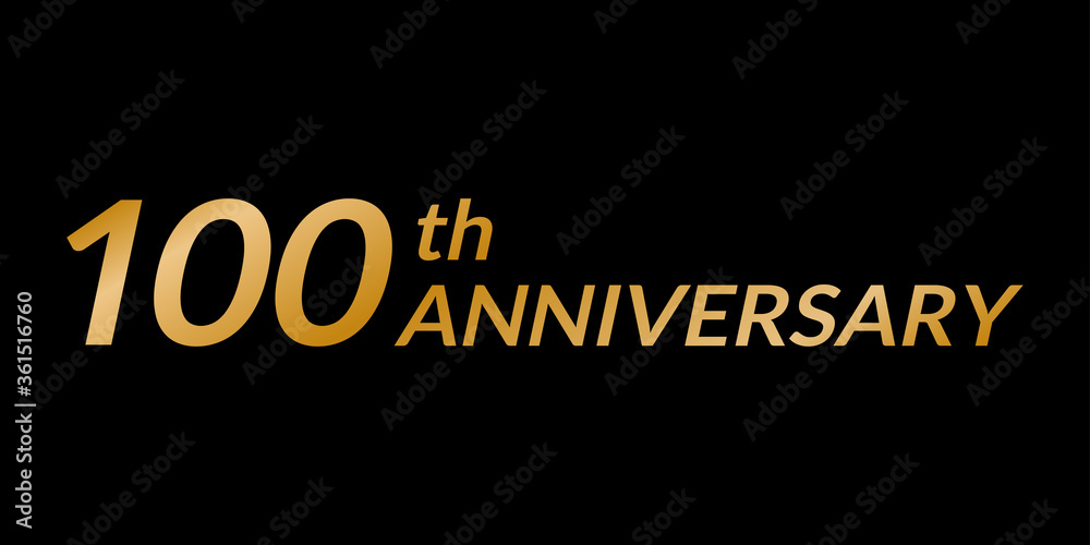 100 years anniversary logo. 100th birthday celebration golden icon. Vector illustration.