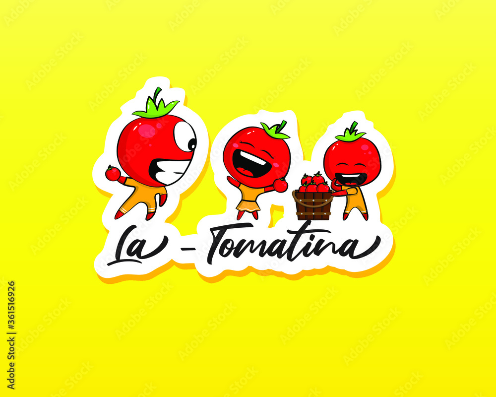 VECTOR ILLUSTRATION FOR SPAIN FESTIVAL LA TOMATINA , WRITTEN TEXT MEANS THE TOMATINA.