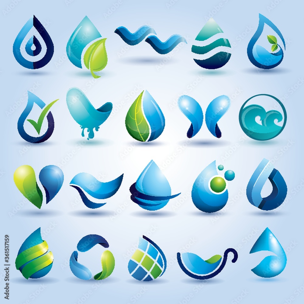 Set of abstract droplet icons