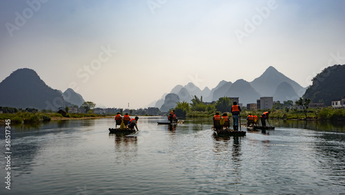 Yangshuo River Li bamboo rafts most scenic part 