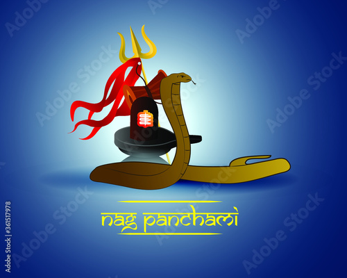 Foto vector illustartion for indian festival nag panchami with text means nag pancham