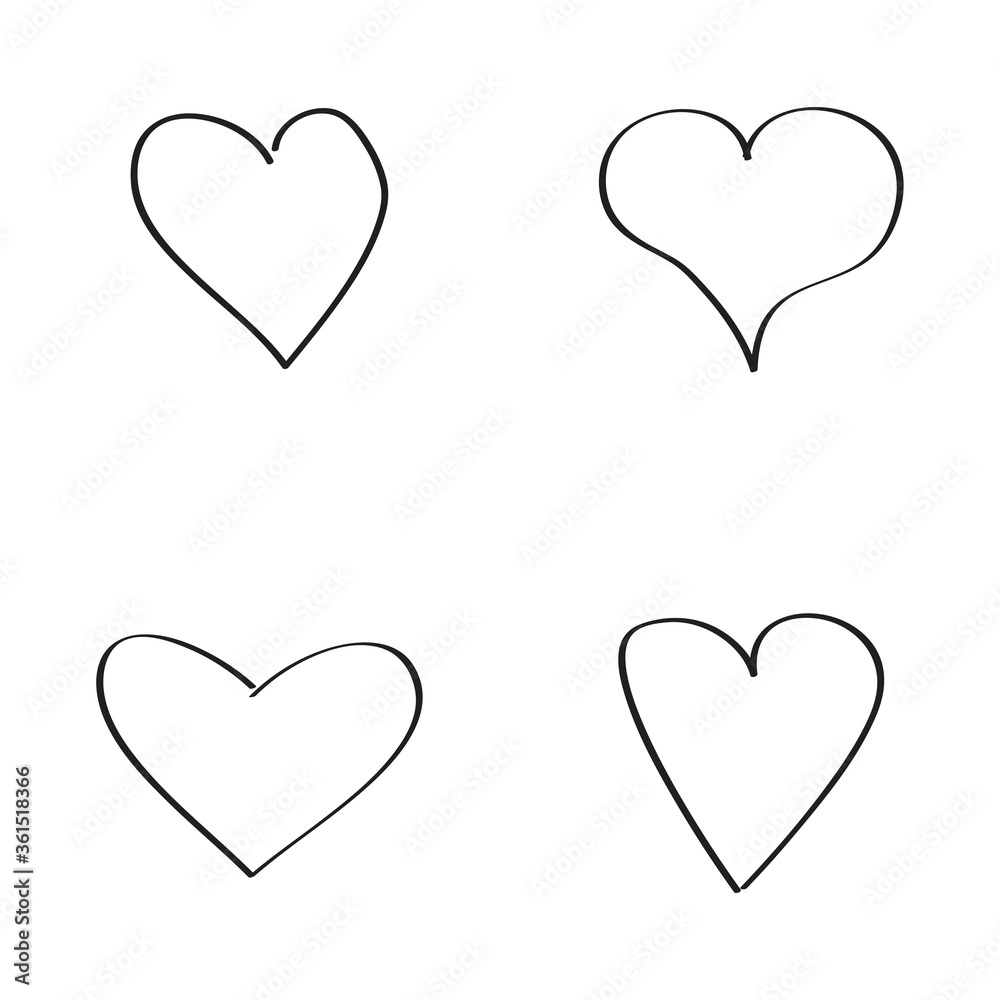 Black heart contour vector. Hand drawn love icon isolated. Paint brush stroke heart icon. Hand drawn vector for love logo, heart symbol, doodle icon and Valentine's day. Painted grunge vector shape