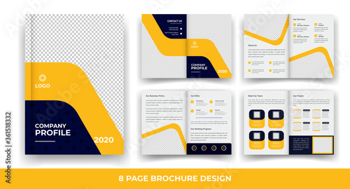 8 Pages creative business brochure template and simple   minimal design template