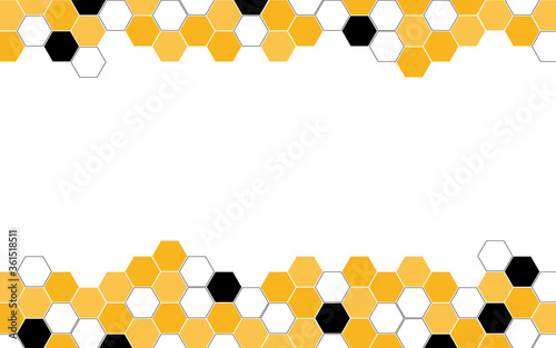 Hexagon bee hive vector abstract yellow and black modern on top and botoom white background
