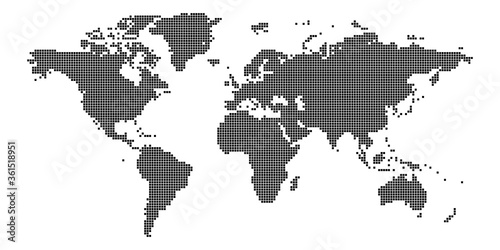 World map of squares. Simple flat vector illustration