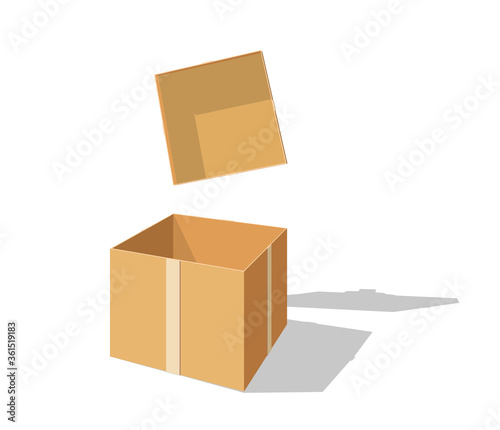 Open box in perspective view. Carton gift box delivery package  open box