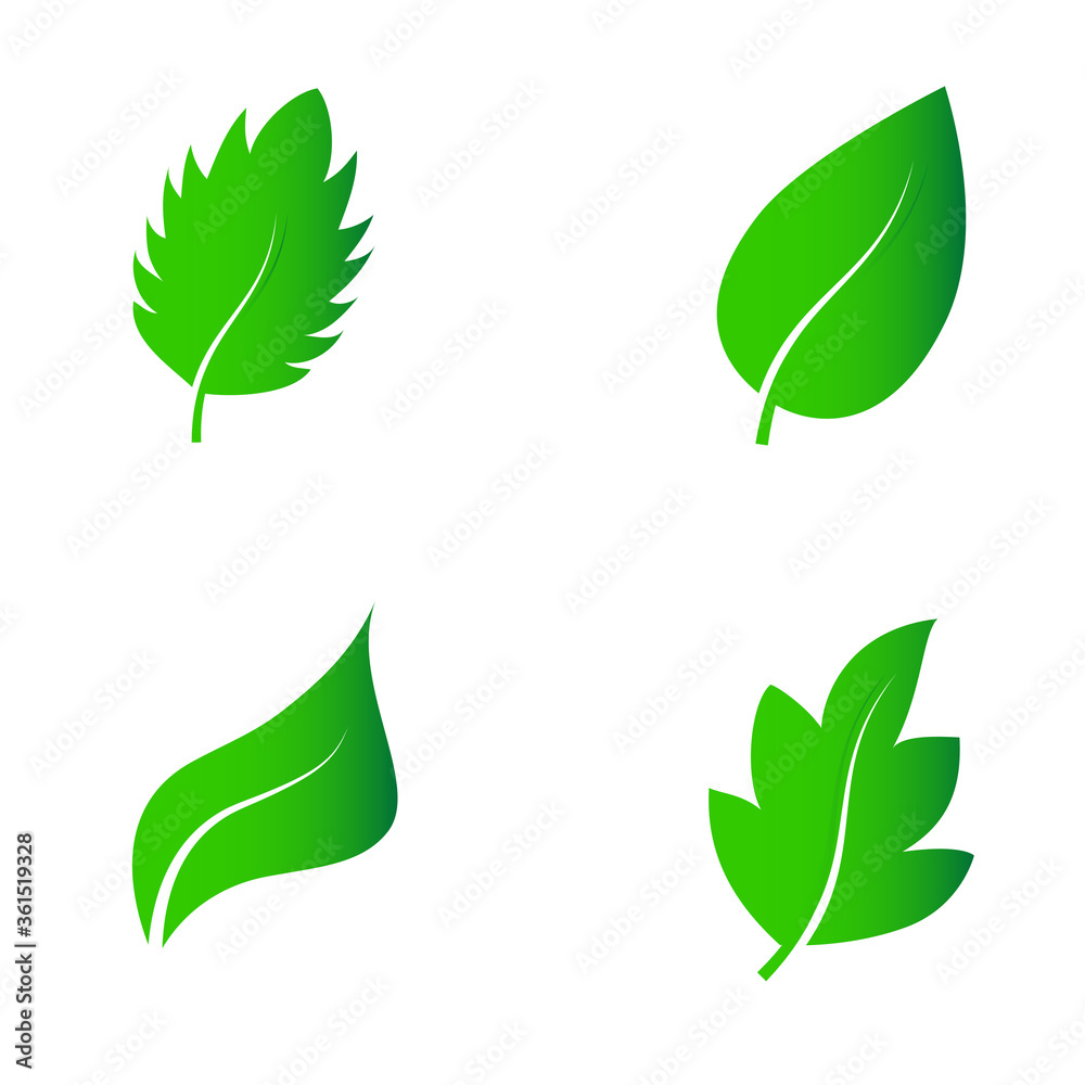 Abstract leaf icon set isolated on white background. Collection of leaf icons for symbol, logo, sign, label and app. Creative art concept. Vector illustration, flat leaves Abstract leaf icon set isolated on white background. Collection of leaf icons for symbol, logo, sign, label and app. Creative art concept. Vector illustration, flat leaves