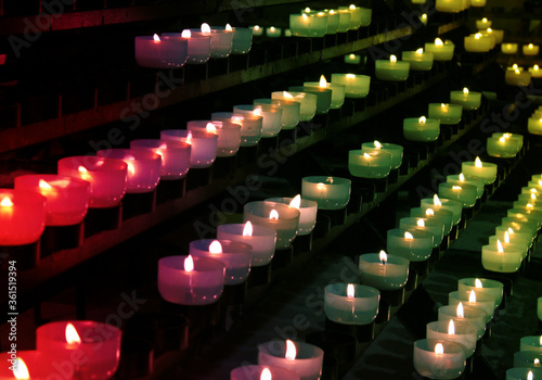 Burning candles in catholic church