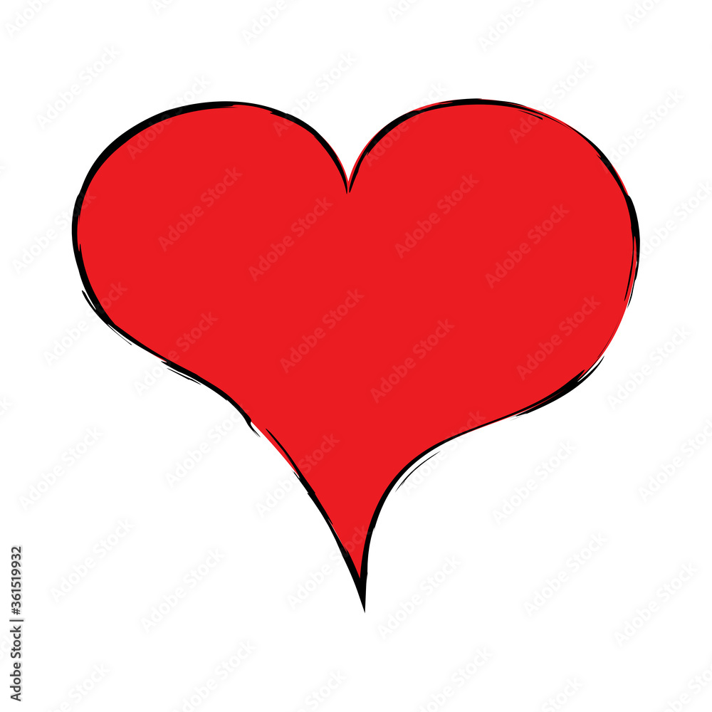 Red heart brush hand drawn icon isolated on white background. Red heart icon for love symbol,passion sign and Valentine's day. Dry brush painted heart.Creative beautiful art design,vector illustration Red heart brush hand drawn icon isolated on white background. Red heart icon for love symbol,passion sign and Valentine's day. Dry brush painted heart.Creative beautiful art design,vector illustration