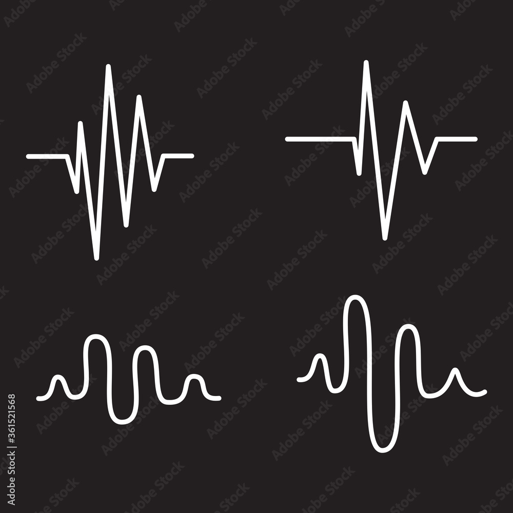 Sound audio wave. Vector set isolated on black background. Sound waves for  voice recording tattoo, music audio icon, eq, radio logo and waveform.  Musical melody design. Soundwave audio music vector Stock Vector |