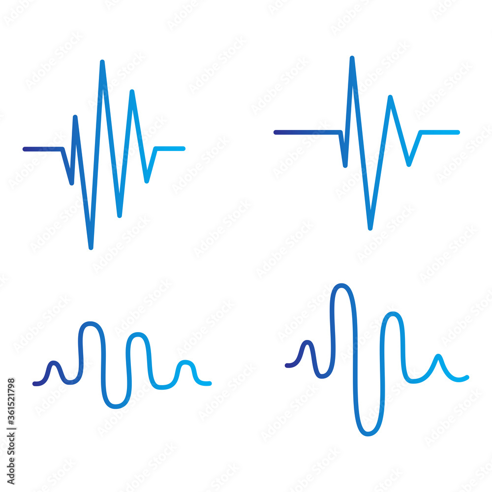 Sound wave line icon set isolated on white background. Collection of ...