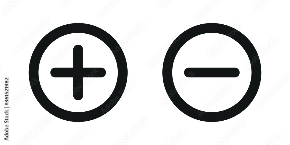 Plus and minus vector icon, flat add delete symbol. Simple best illustration for web or mobile app Plus and minus vector icon, flat add delete symbol. Simple best illustration for web or mobile app