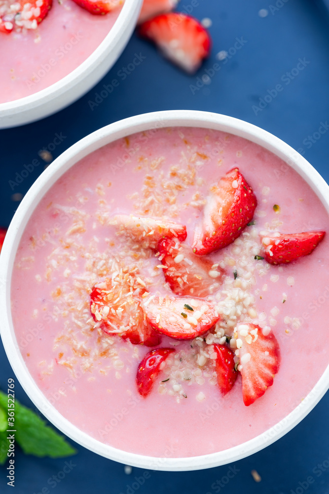 Fresh Strawberry and Rice Bowl. Summer Healthy and Simple Breakfast Fresh Strawberry and Rice Bowl. Summer Healthy and Simple Breakfast