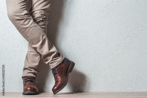 Men's shoes on a wooden floor