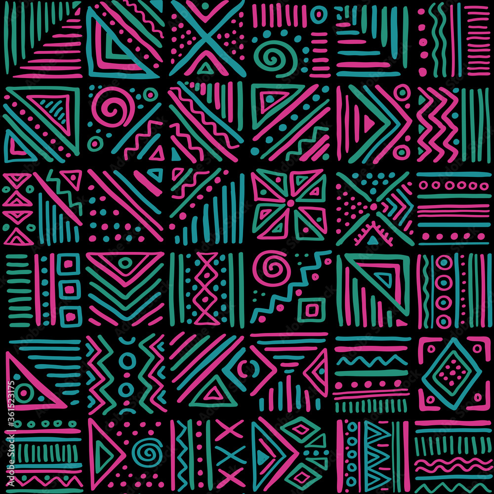 African vibes vector seamless pattern in ethnic tribal style