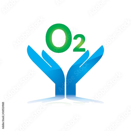 Oxygen symbol in hands