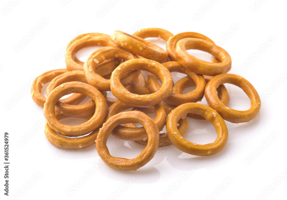 Pile of mini salted crispbread rings