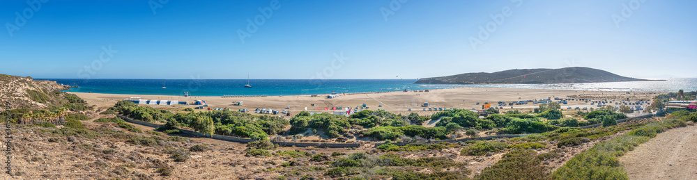 Panoramic view of Prasonisi beach on the south of Rhodes Island (Greece)