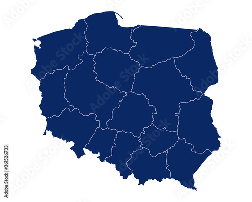 Karte von Polen mit Regionen und Grenzen
