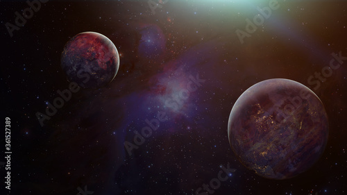Exoplanets or Extrasolar planets. Elements of this image furnished by NASA