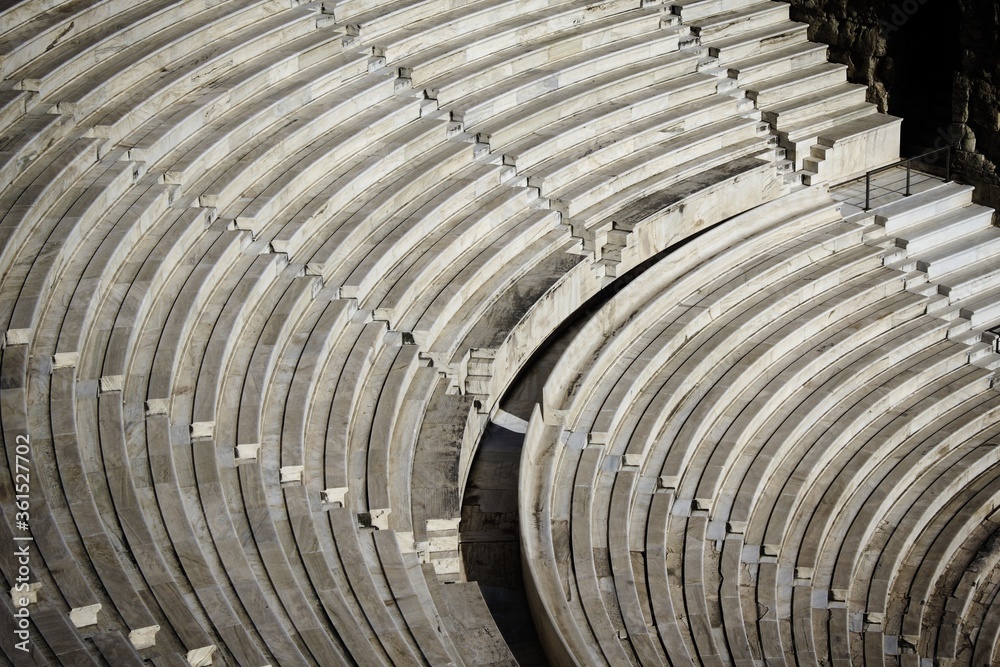 Greece, Athens, June 16 2020 - Empty seats inside the odeon of the Herodes Atticus. Greece, Athens, June 16 2020 - Empty seats inside the odeon of the Herodes Atticus.