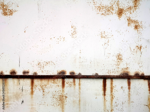 old white surface with rust. Background, texture.