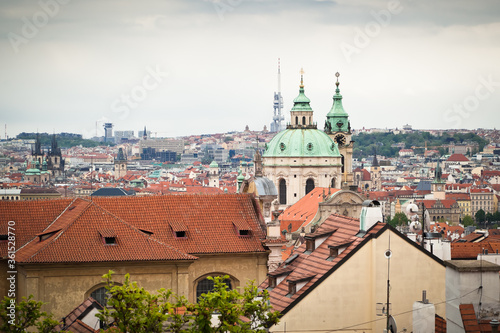 Wallpaper Mural View of red roofs of Prague along with St. Nicholas church and Zizkov tower Torontodigital.ca