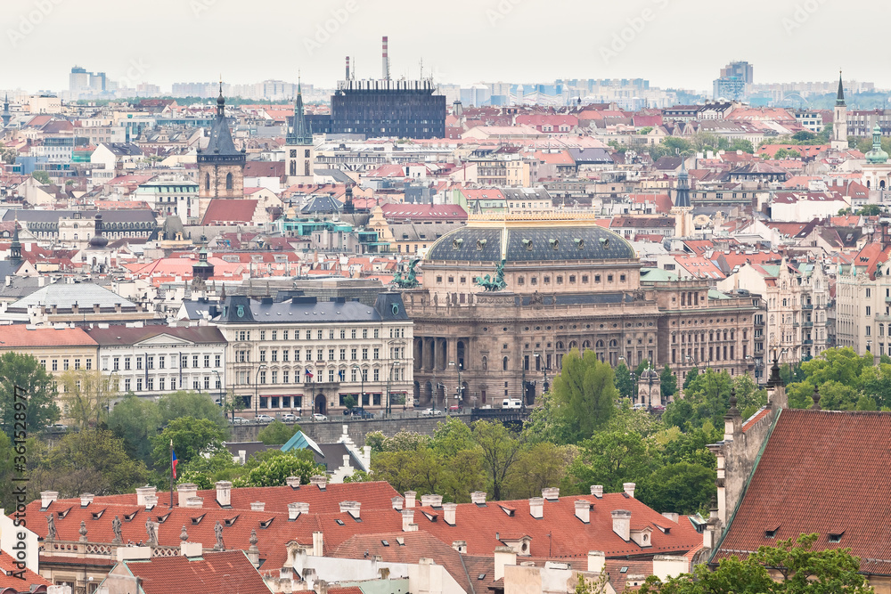 Aerial view of National museum from Prague castle