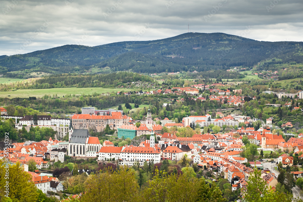 View from atop of Krizovy hill of Cesky Krumlov
