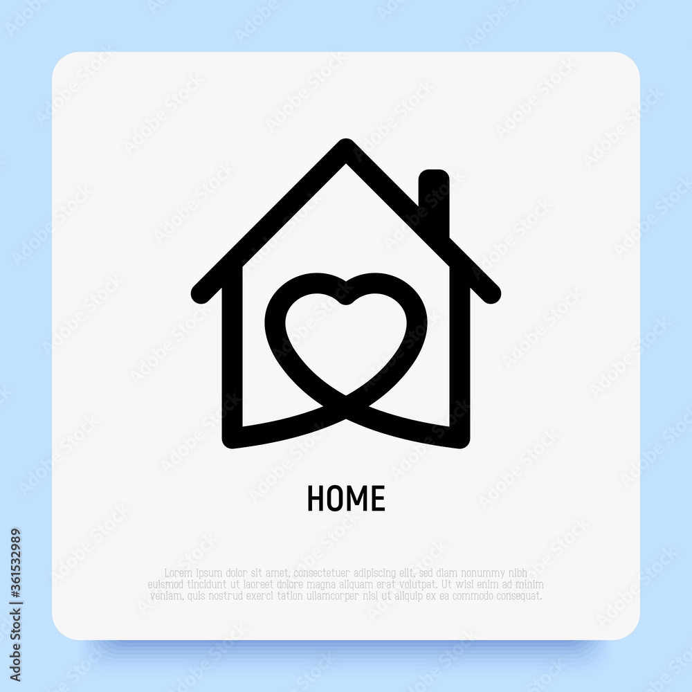House with heart. Logo for real estate, construction business, shelter or home insurance. Thin line icon. Vector illustration. House with heart. Logo for real estate, construction business, shelter or home insurance. Thin line icon. Vector illustration.