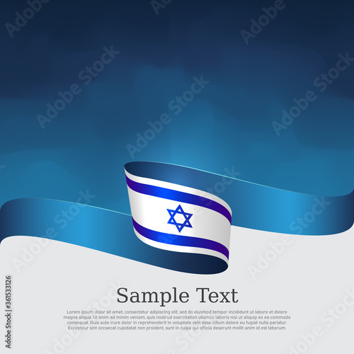 Israel flag background. Color wavy ribbons of the flag of israel on a white blue background. State israeli patriotic flyer, banner. National poster. Business booklet. Vector design