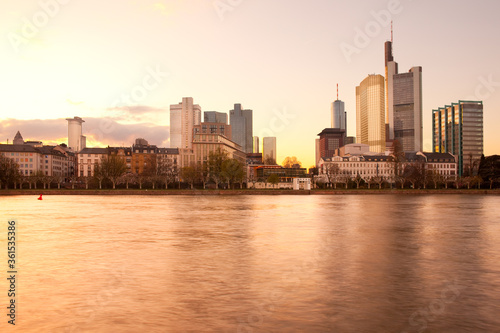 City skyline and River Main  Frankfurt  Hesse  Germany