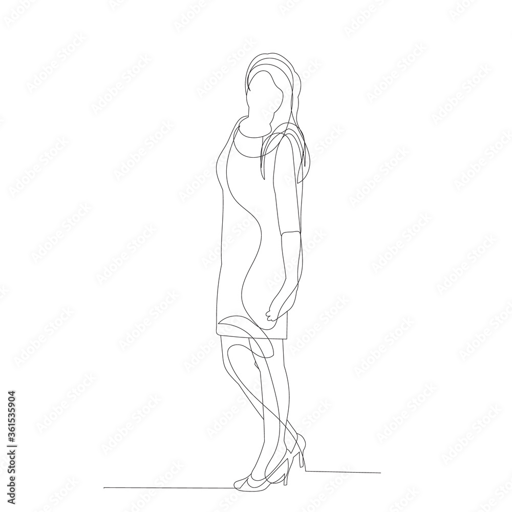 vector, isolated, single line drawing of a woman vector, isolated, single line drawing of a woman
