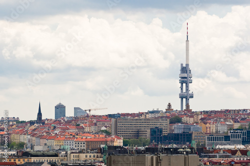 Zizkov tower and Florenc on a cloudy day photo