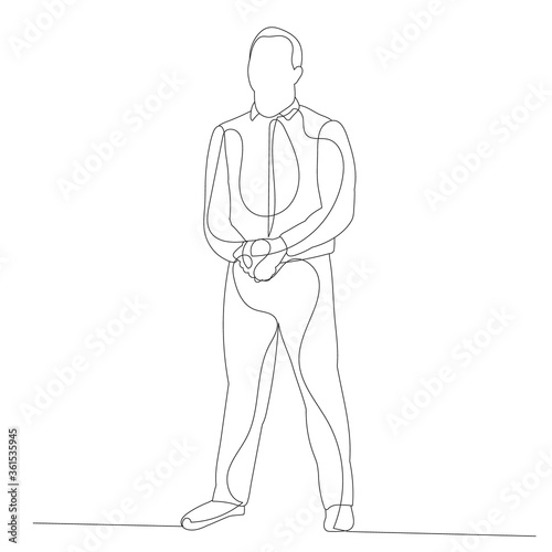 vector, isolated, single line drawing of a man, sketch