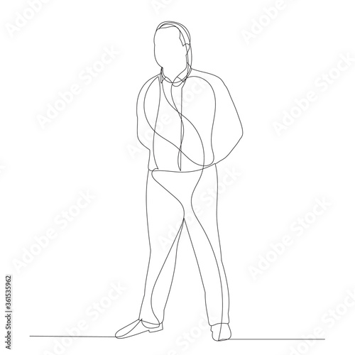 vector  isolated  single line drawing of a man  sketch