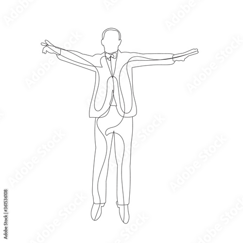 vector  isolated  one line drawing of a man jumping  sketch