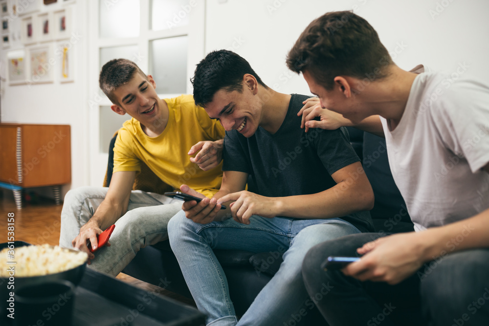 teenager boys using mobile phones at home teenager boys using mobile phones at home